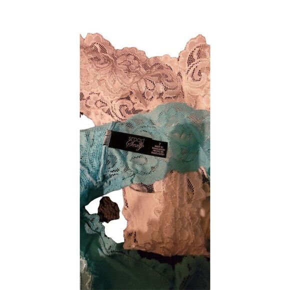 Smart & Sexy Womens Blue White Floral Stretch Lace Thong Panties Size 7 Lot Of 2 - Picture 8 of 8